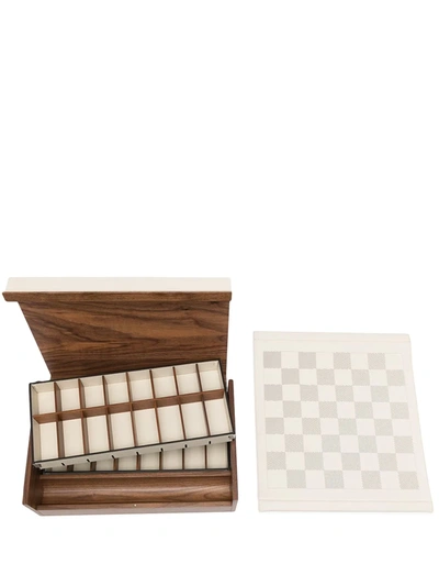 Shop Pinetti Leather-trim Wood Storage Tray In Weiss