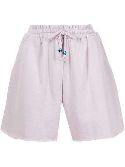 Shop Staud Drawstring Cotton Track Shorts In Violett
