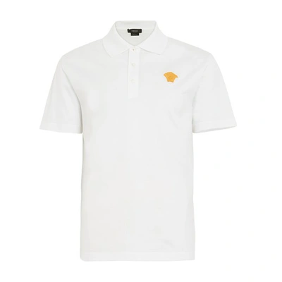 Shop Versace Polo Shirt In Bianco Oro