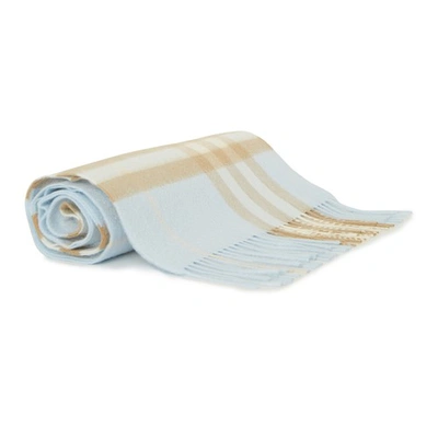 Shop Burberry Giant Check Cashmere Scarf In Pale Blue Arc Beige