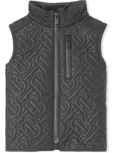 Shop Burberry Monogram-quilt Sleeveless Jacket In 黑色