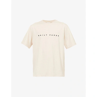 Shop Daily Paper Elias Brand-embroidered Cotton-jersey T-shirt In Beige