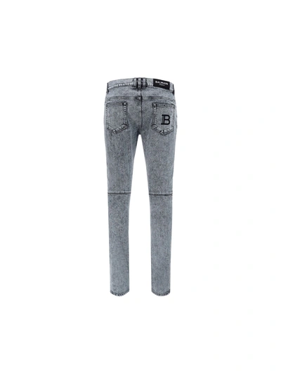 Shop Balmain Men's Grey Cotton Jeans