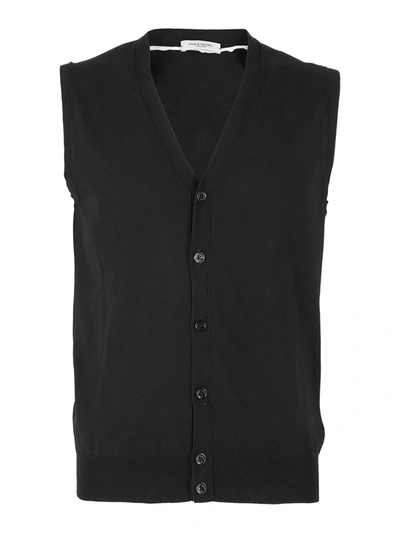 Shop Paolo Pecora Cotton Yarn Vest In Black