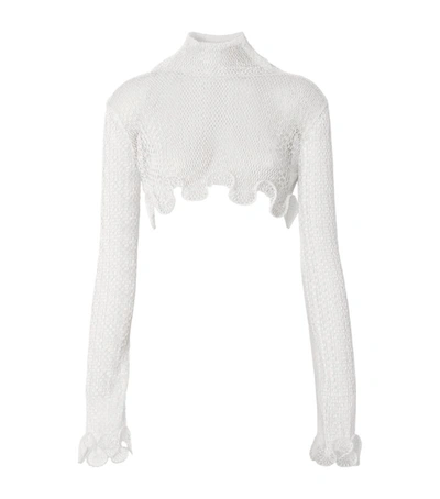 Shop Burberry Ruffled Fishnet Crop Top