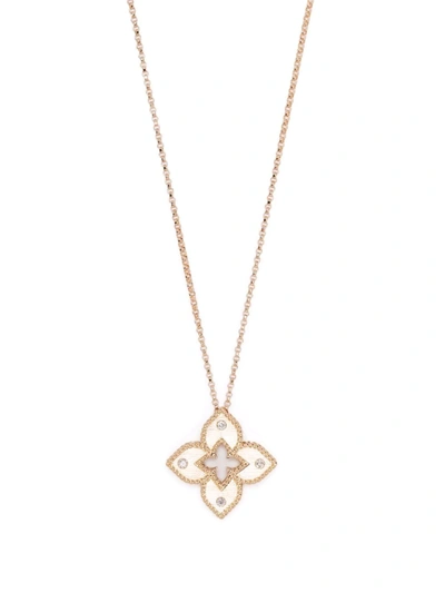 Shop Roberto Coin 18kt Rose Gold Venetian Princess Diamond Pendant Necklace In Rosa