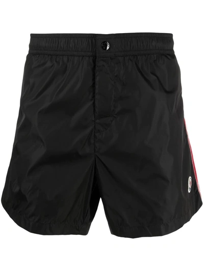 Shop Moncler Black Logo-patch Swim Shorts Man