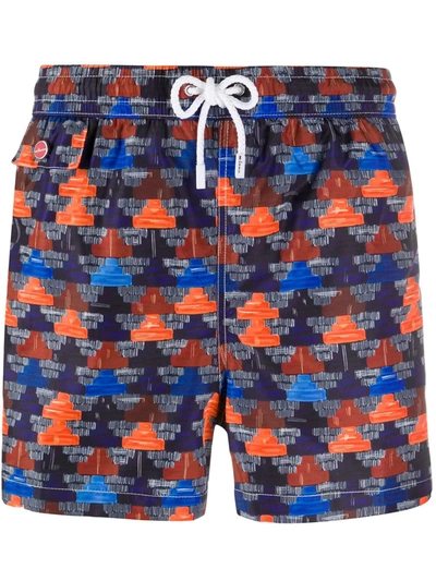 Shop Kiton Geometric Print Swim Shorts Man In Multicolore