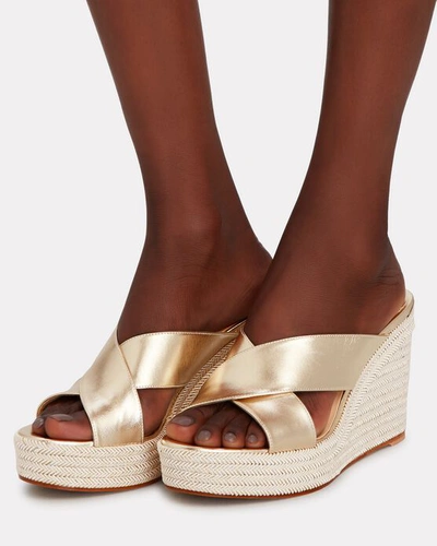 Shop Jimmy Choo Dovina Platform Espadrille Wedge Sandals In Gold
