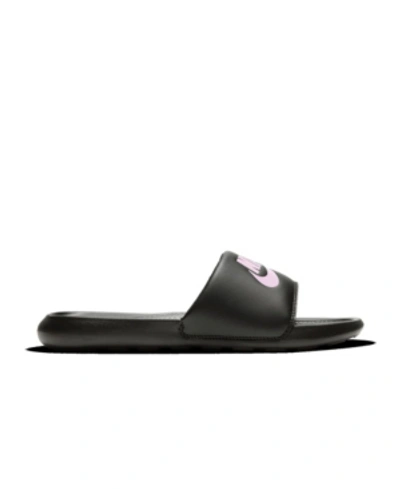 Shop Nike Women's Victori One Slide Sandals From Finish Line In Black, Light Pink