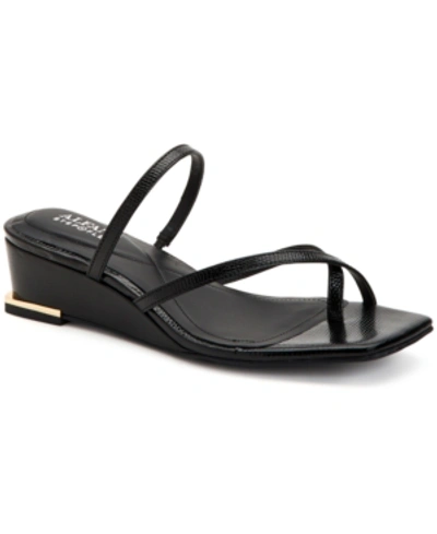 Shop Alfani Women's Eadyn Wedge Sandals, Created For Macy's Women's Shoes In Black Lizard
