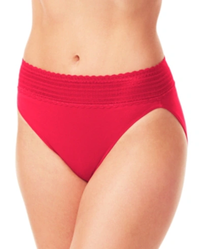 Shop Warner's Warners No Pinching No Problems Dig-free Comfort Waist With Lace Microfiber Hi-cut 5109 In Class Red