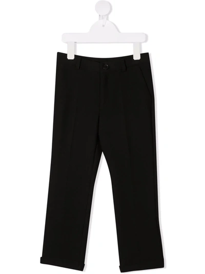 Shop Versace Straight-leg Cotton Trousers In Black