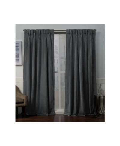 Shop Exclusive Home Velvet Heavyweight Pinch Pleat Top Curtain Panel Pair, 27" X 96" In Lightpaste