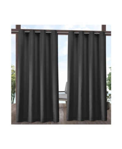 Shop Exclusive Home Indoor/outdoor Solid Cabana Grommet Top Curtain Panel Pair, 54" X 120" In Dark Grey