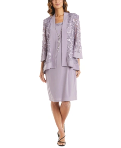 Shop R & M Richards Petite Dress & Soutache Jacket In Orchid Purple