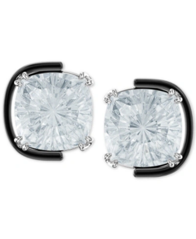 Shop Swarovski Silver-tone Crystal Floating Stud Earrings In White