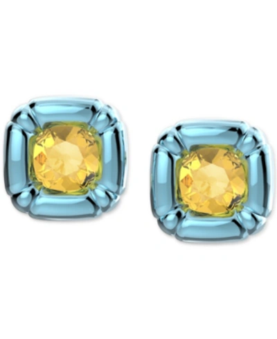 Shop Swarovski Crystal Stud Earrings In Bright Blue
