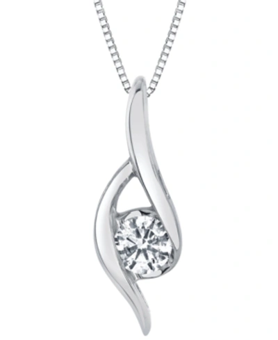 Shop Sirena Diamond Swirl Solitaire Pendant Necklace (1/4 Ct. T.w.) In 14k White Gold Or 14k Yellow Gold