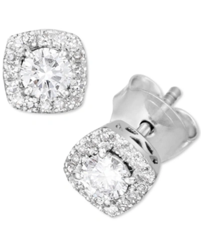 Shop Forever Grown Diamonds Lab-created Diamond Halo Stud Earrings (1/2 Ct. T.w.) In Sterling Silver Or 14k Gold-plated Sterling