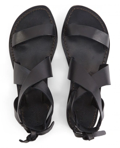 Shop Officine Generale Positano Sandals In Faded Black