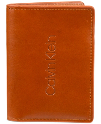 Shop Calvin Klein Men's Duofold Slim Wallet In Cognac