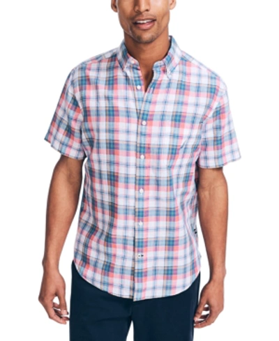 Shop Nautica Men's Classic-fit Plaid Linen Shirt In Bright White