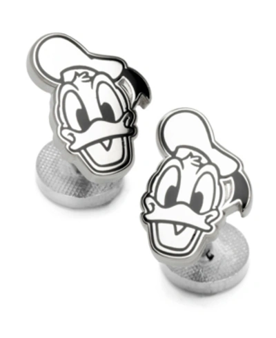 Shop Disney Men's Donald Duck Face Cufflinks In Silver-tone
