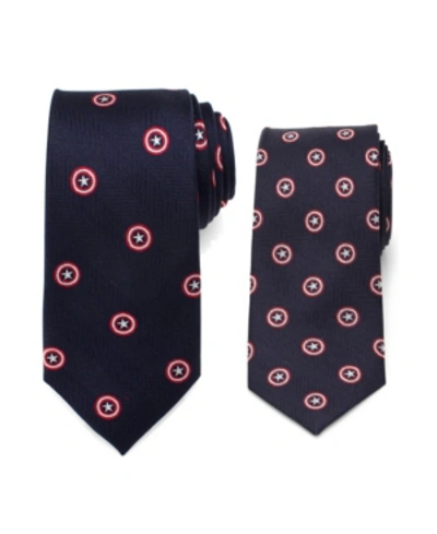 Shop Marvel Father And Son Captain America Necktie Gift Set In Navy