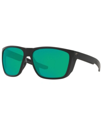 Shop Costa Del Mar Ferg Xl Polarized Sunglasses, 6s9012 62 In 11 Matte Black/green Mirror 580g