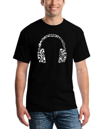 Shop La Pop Art Men's Music Note Headphones Word Art T-shirt In Black