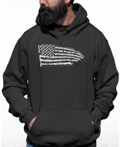 Shop La Pop Art Men's Pledge Of Allegiance Flag Word Art Hooded Sweatshirt In Gray