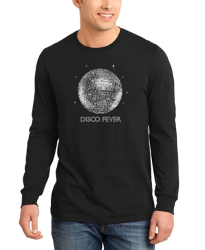 La Pop Art Men's Disco Ball Word Art Long Sleeve T-shirt In Black