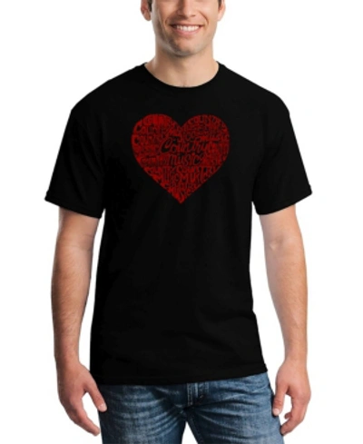 Shop La Pop Art Men's Country Music Heart Word Art T-shirt In Black