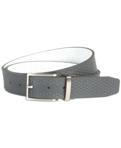 Shop Nike Men's Reversible Perforated Leather Belt, Created For Macy's In Dark Gray