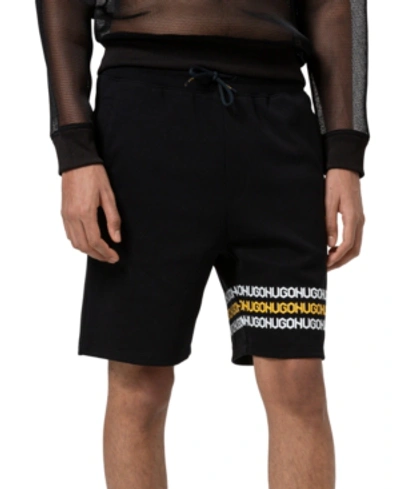 Shop Hugo Men's Dozzi Regular-fit Logo-print French Terry 10" Sweat Shorts In Black