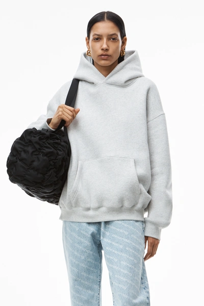 Shop Alexander Wang Hoodie In Dense Fleece In Vintage Heather Grey