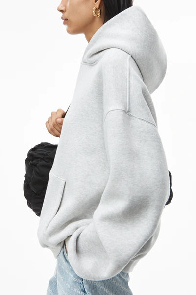 Shop Alexander Wang Hoodie In Dense Fleece In Vintage Heather Grey