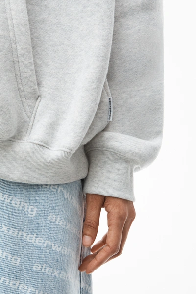 Shop Alexander Wang Hoodie In Dense Fleece In Vintage Heather Grey