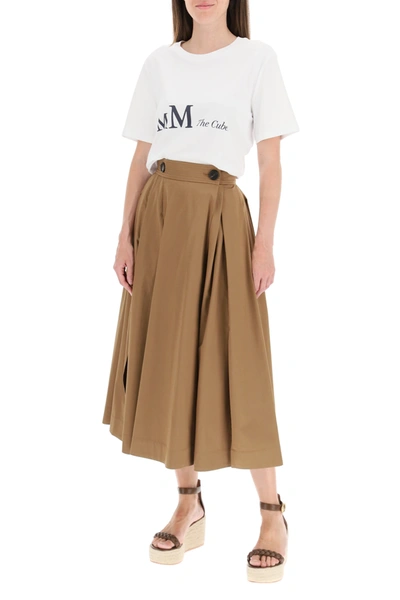 Shop 's Max Mara Pueblo Cotton Satin Skirt In Brown