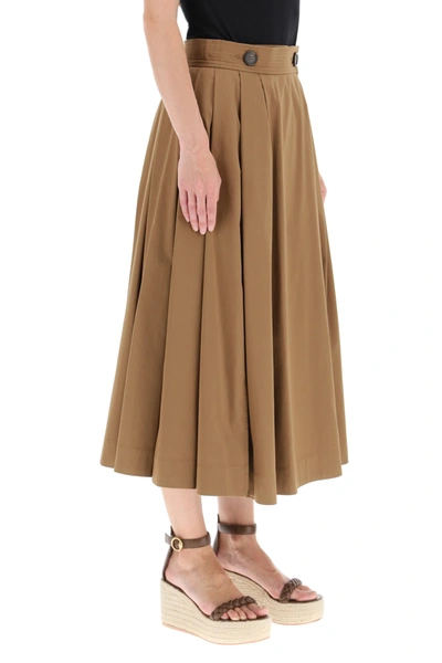Shop 's Max Mara Pueblo Cotton Satin Skirt In Brown