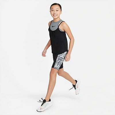 Shop Nike Girls' Big Kids' Trophy Tie-dye Bike Shorts In Black/white