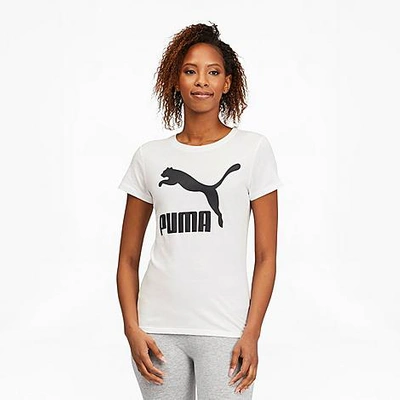 Puma Plus Size Cotton Classics Logo T-shirt In White/black | ModeSens