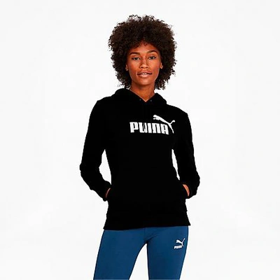 Shop Puma Women's Essentials Logo Fleece Hoodie In Cotton Black