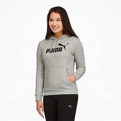 Shop Puma Women's Essentials Logo Fleece Hoodie In Light Grey Heather