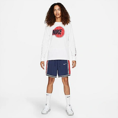 Shop Nike Men's Dri-fit Dna+ Basketball Shorts In Midnight Navy/university Red/white