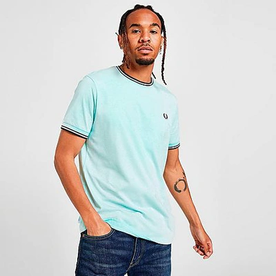 Shop Fred Perry Men's Twin Tipped T-shirt In Aqua Blue