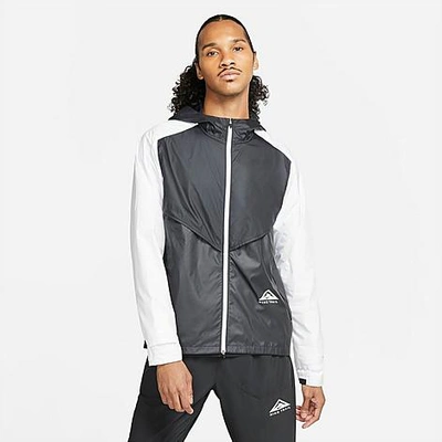 Shop Nike Men's Trail Windrunner Jacket In Black/dark Smoke Grey/reflective Silver