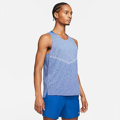 Shop Nike Men's Dri-fit Rise 365 Running Tank Top In Game Royal/heather/reflective Silver