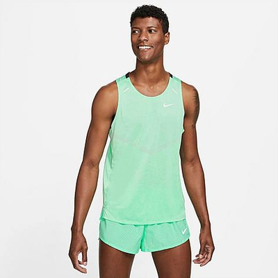 Shop Nike Men's Dri-fit Rise 365 Running Tank Top In Green Glow/green Glow/reflective Silver